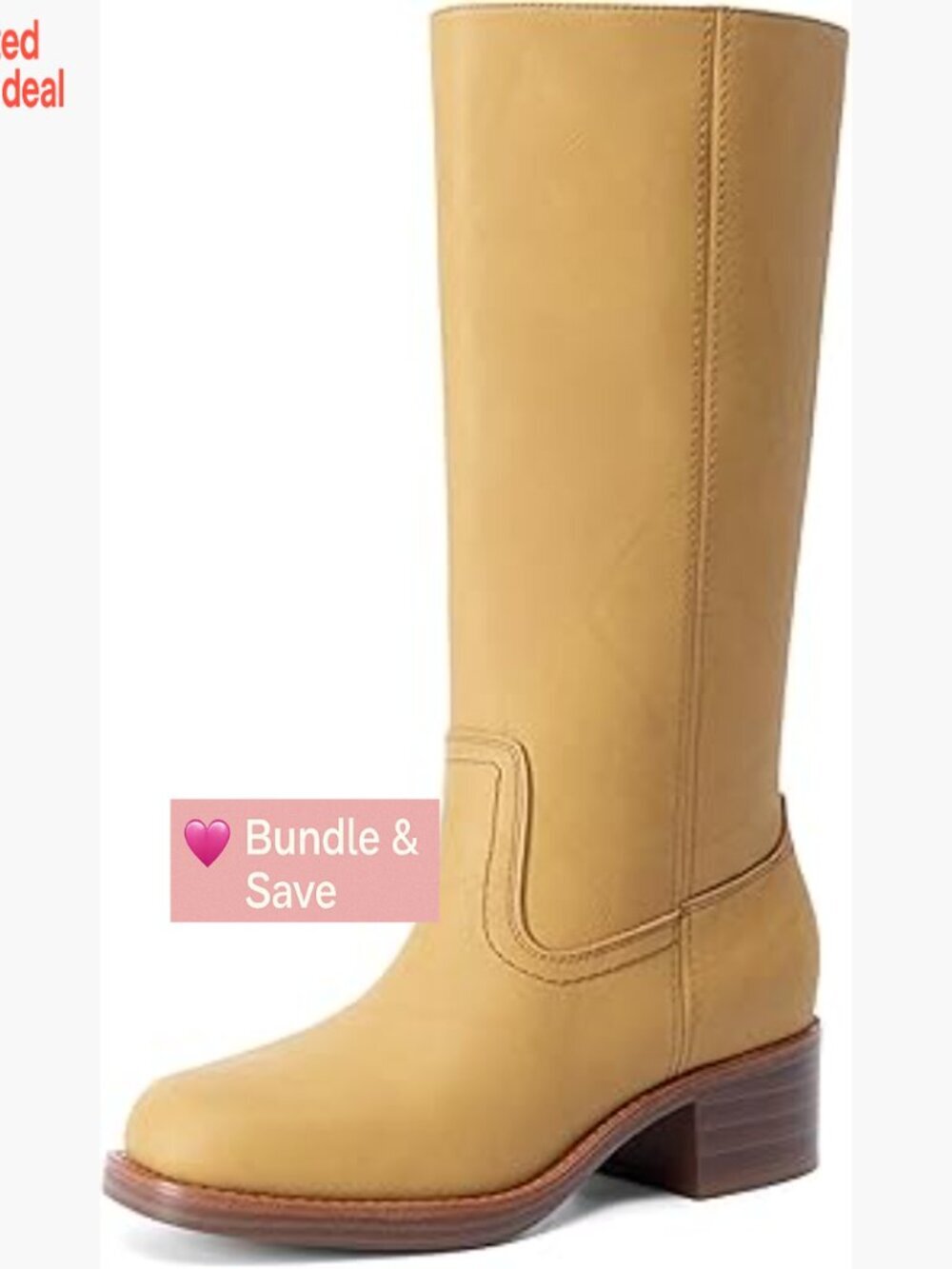 Women's Mid Calf Riding Boots Square Toe Chunky Block Heel Pull-On Fashion Boots